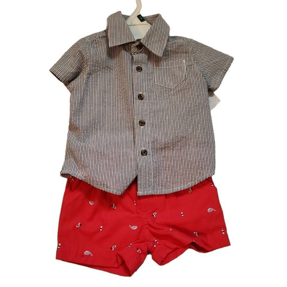 Carter's Just One You Boys Button Down Shirt & Shorts Set - Size 3 Months